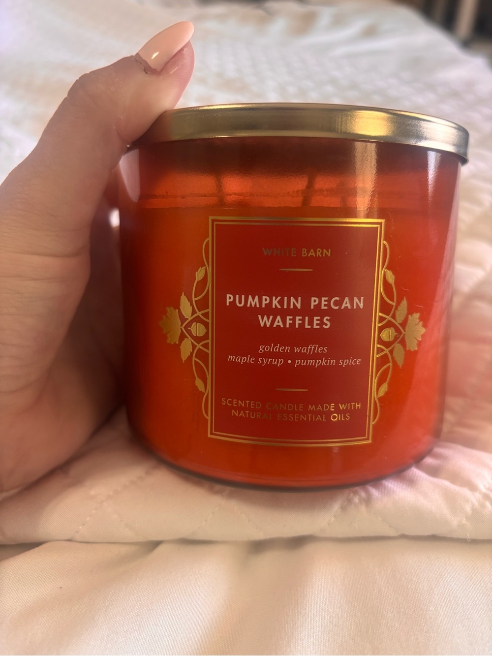 Bath & Body Works Pumpkin Pecan Waffles Candle - Orange and Gold